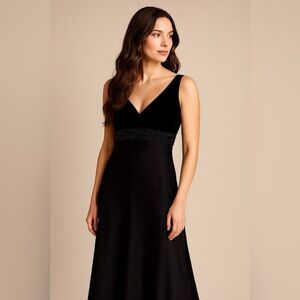 NWT Jones New York Black Velvet Beaded Evening Gown |Size 10 |vintage long dress